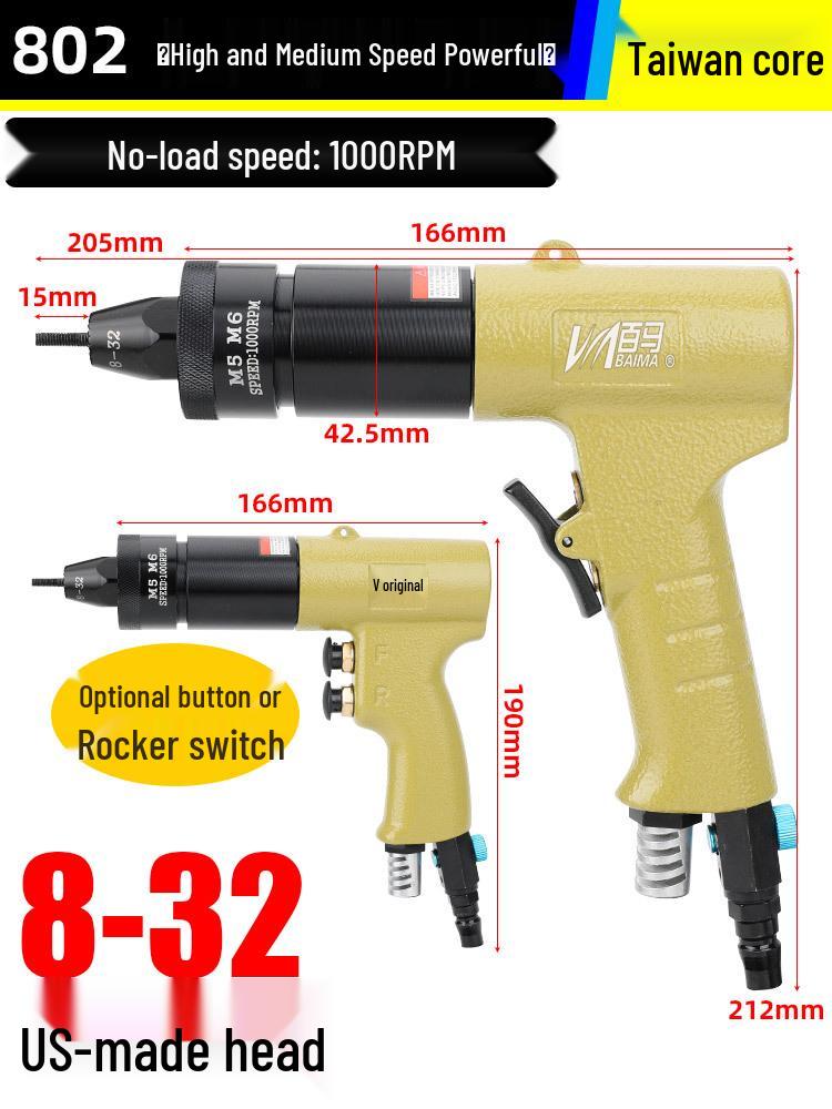 Bai Ma Z8M Pneumatic Rivet Nut & Cap Gun (Imperial & US Standard Compatible)