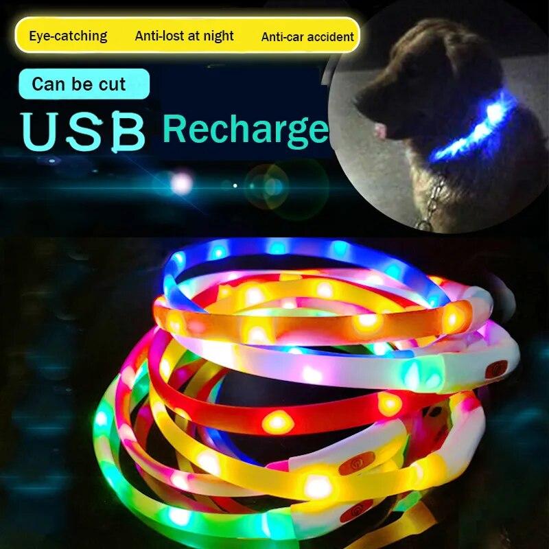 Светодиодный ошейник для собак, перезаряжаемый от USB, светящийся ошейник для защиты от потери/автомобильной аварии, ошейник для щенка, светодиодные товары для собак, товары для домашних животных