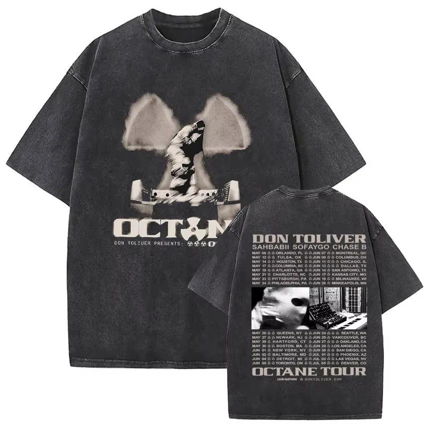 Vintage Washed Don Toliver Octane Album Merch T Shirt Unisexs Women Hip Hop Oversized Gothic Tshirt Tshirts Streetwear