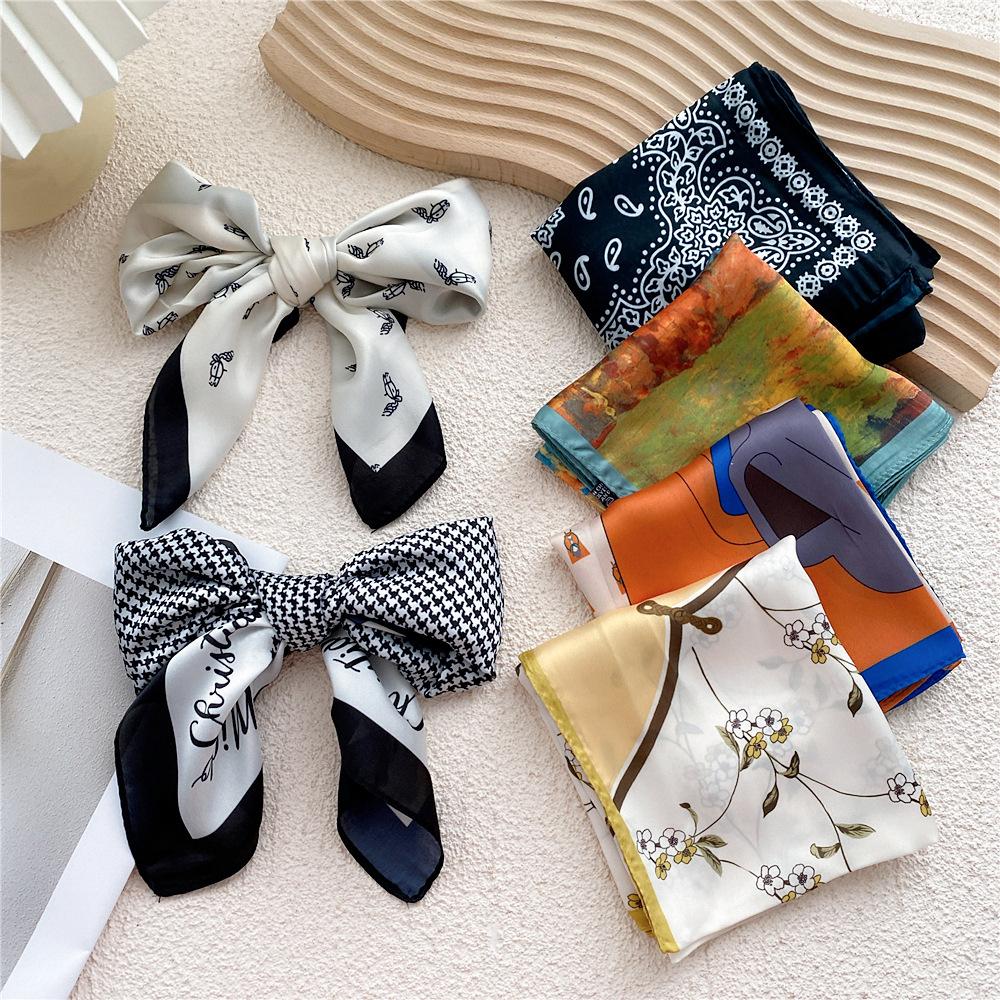 53CM Silk Scarf Small Square Scarf Versatile For Women Spring And Autumn Thin Design Fashionable And Stylish Decorative Scarf Professional Flight