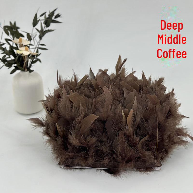 Red Lace Net Turkey Feather Strips for DIY Handmade Wedding Dance Costumes and Decorations