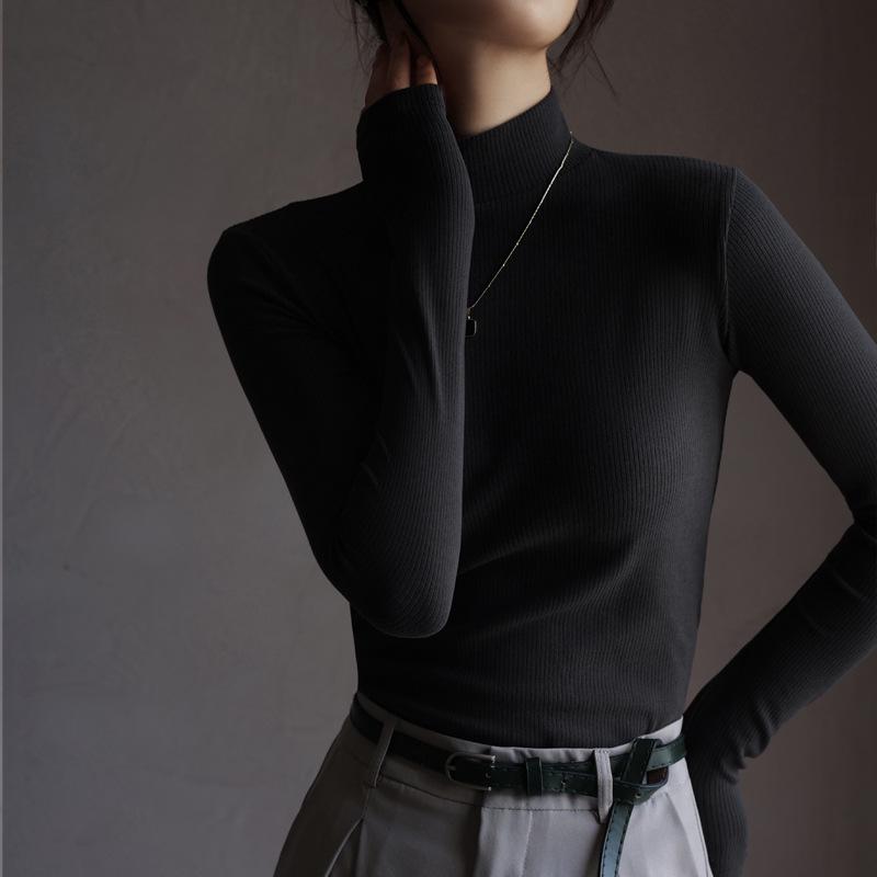 Рубашка из немецкого бархата с длинными рукавами и воротником средней высоты для женщин — идеально подходит для осени и зимы