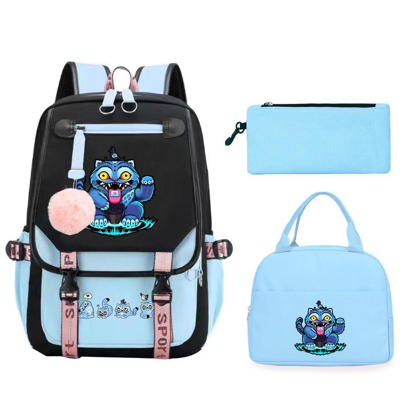 Animation Cartoon Printing Large Capacity Lightweight Student Schoolbag Children'S Leisure Backpack Three-Piece Set