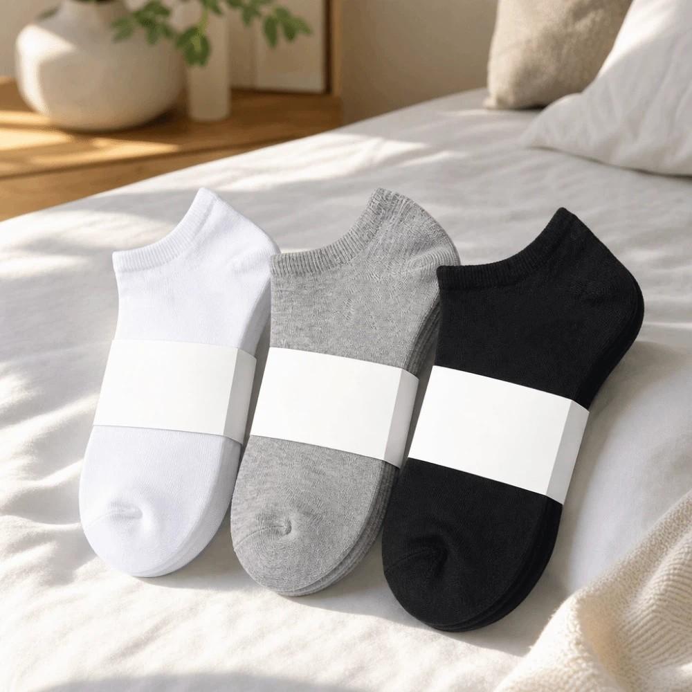 3Pairs Solid Color Invisible Socks Thin Men's Short Socks Boat Socks Fitness Travel