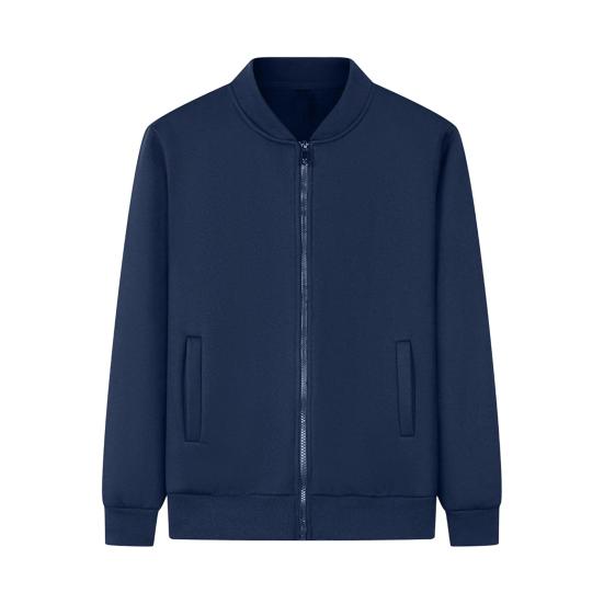 Unisex Coat Stand Collar Zip-up Carrdiagn Long Sleeves Elastic Cuff Hem Pure Color with Pocket Gym