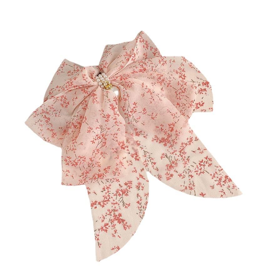 Заколка для волос с цветочным бантом и жемчугом для женщин, аксессуары для волос