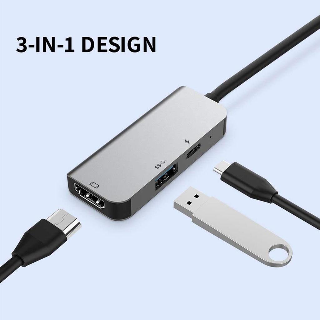 Расширение хаба USB-C на HDMI 4K: Док-станция-конвертер видео высокой четкости 3-в-1