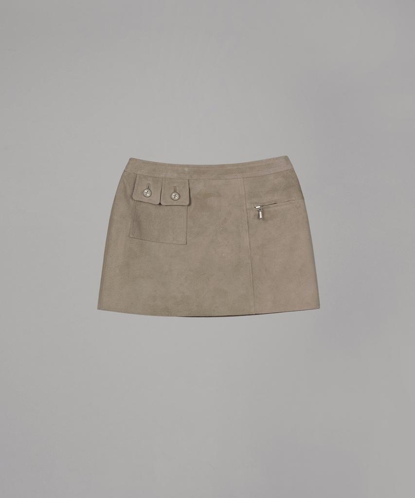 Obeodyupeulleeo Suede Mini Skirt_Ash Gray