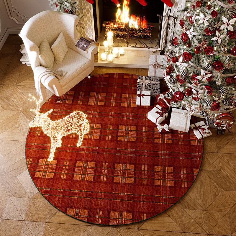 Festive Round Carpet with Sparkle – Non-Slip Holiday Rug for Living Room, Bedroom Sofa Area