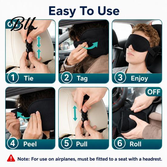 Neck Headband for Forward Head Swing Travel Pillow Airplanes, 360 Degree Airplane Strap with 3D Eye Cushion Accessories Commuting Sleeping, No Bobbing