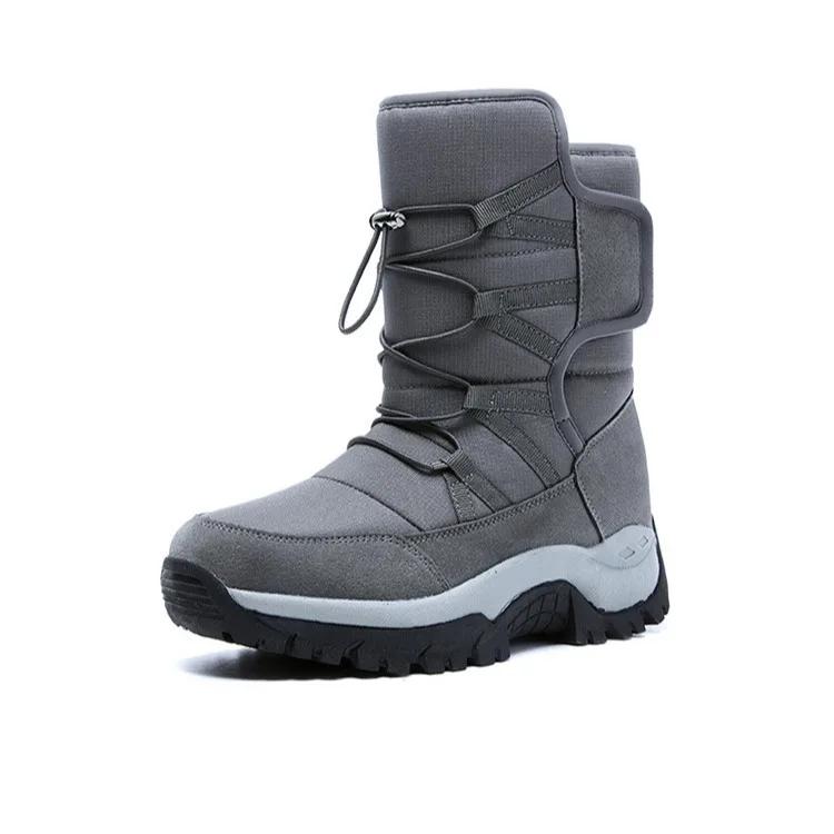 Мужские ботинки, теплые плюшевые ботинки для снега, водонепроницаемые хлопковые ботинки для женщин, нескользящие ботинки на платформе для мужчин, зимние ботильоны Botas Hombre