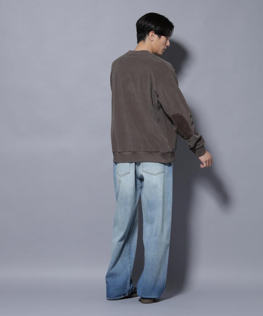 Nano Universe Mall JQD Corduroy Crew Neck Pullover, Men's, Size M, 185, Khaki Gray, 668-5223231