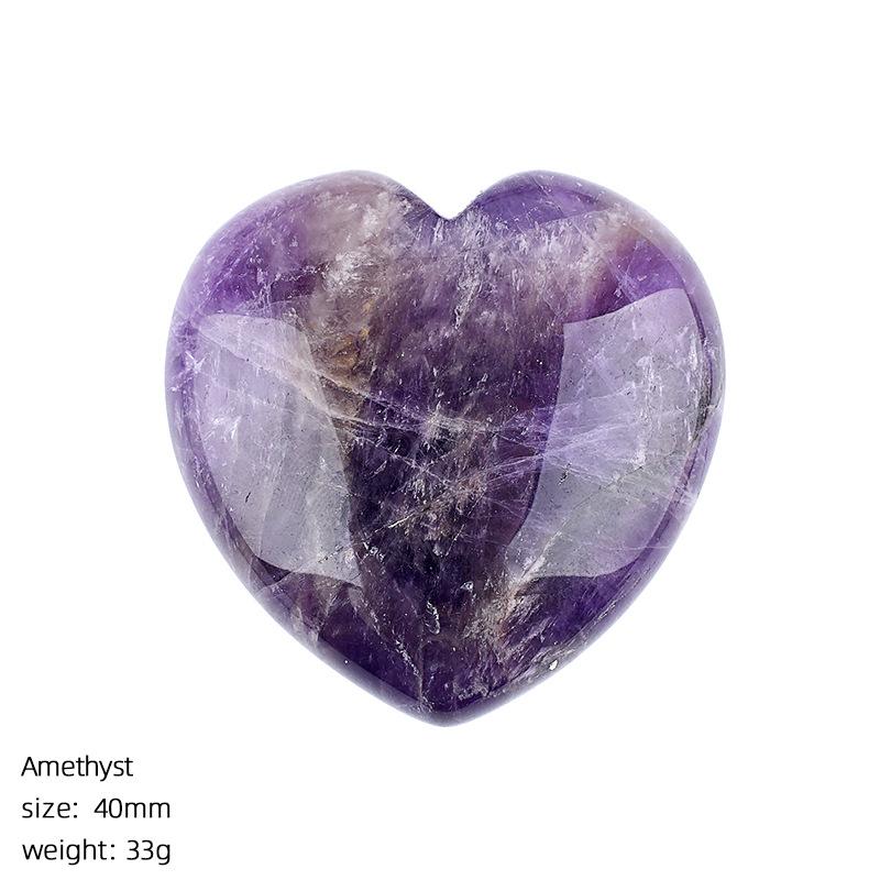 40mm Natural Crystal Large Heart Shape Rock Polished Gemstone Healing Crystals Palm Pocket Stone Quartz Home Decor Ornament Gift