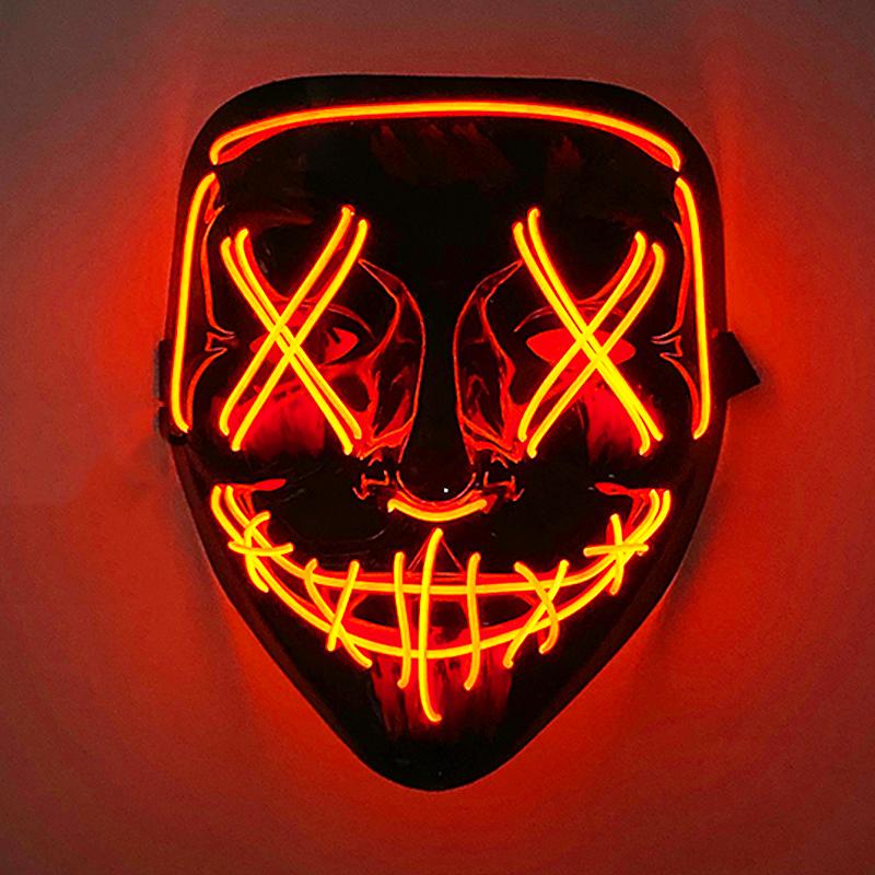Japanese Kabuki Fox LED Mask Neon Light Up Full Face Mask Anime Cosplay Costume Halloween Carnival Festival Haunted House Props