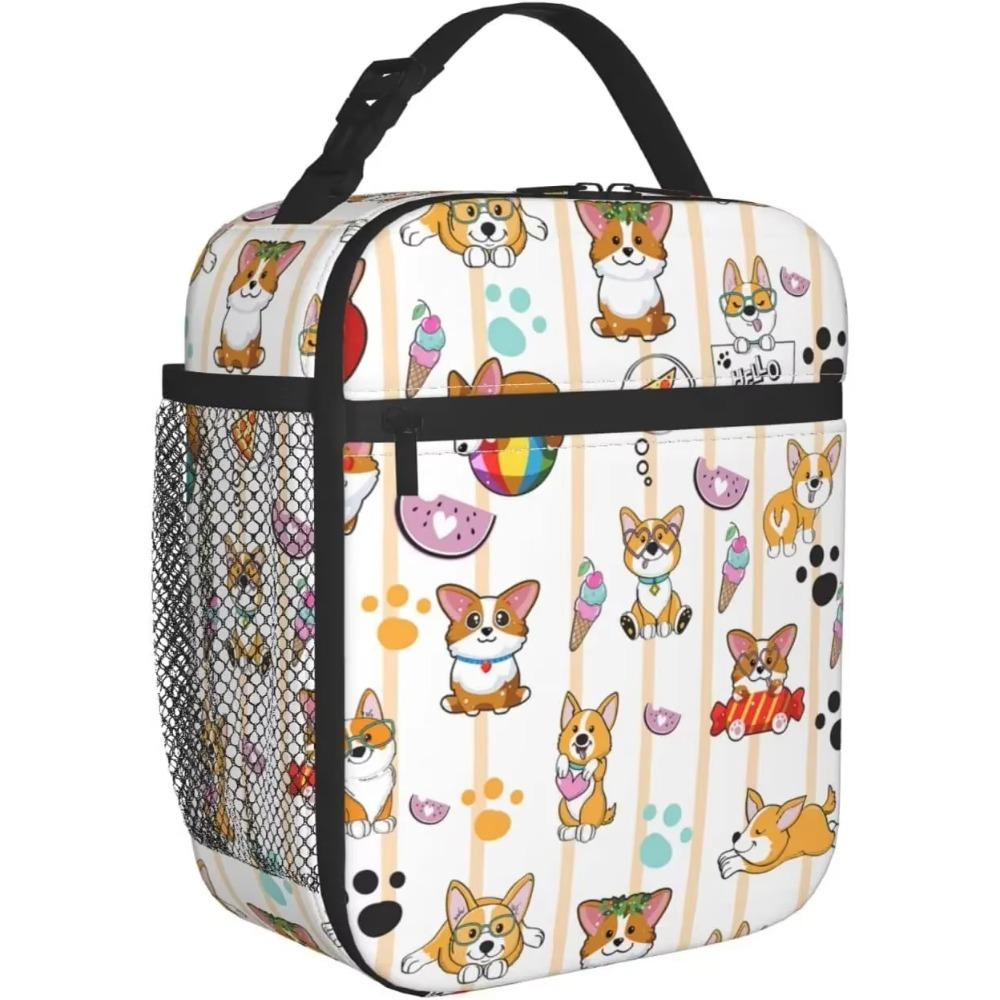 Милая сумка для ланча Corgi, портативная изолированная коробка для ланча для женщин, мальчиков, девочек, многоразовая термосумка для бенто или для путешествий, пикника, работы