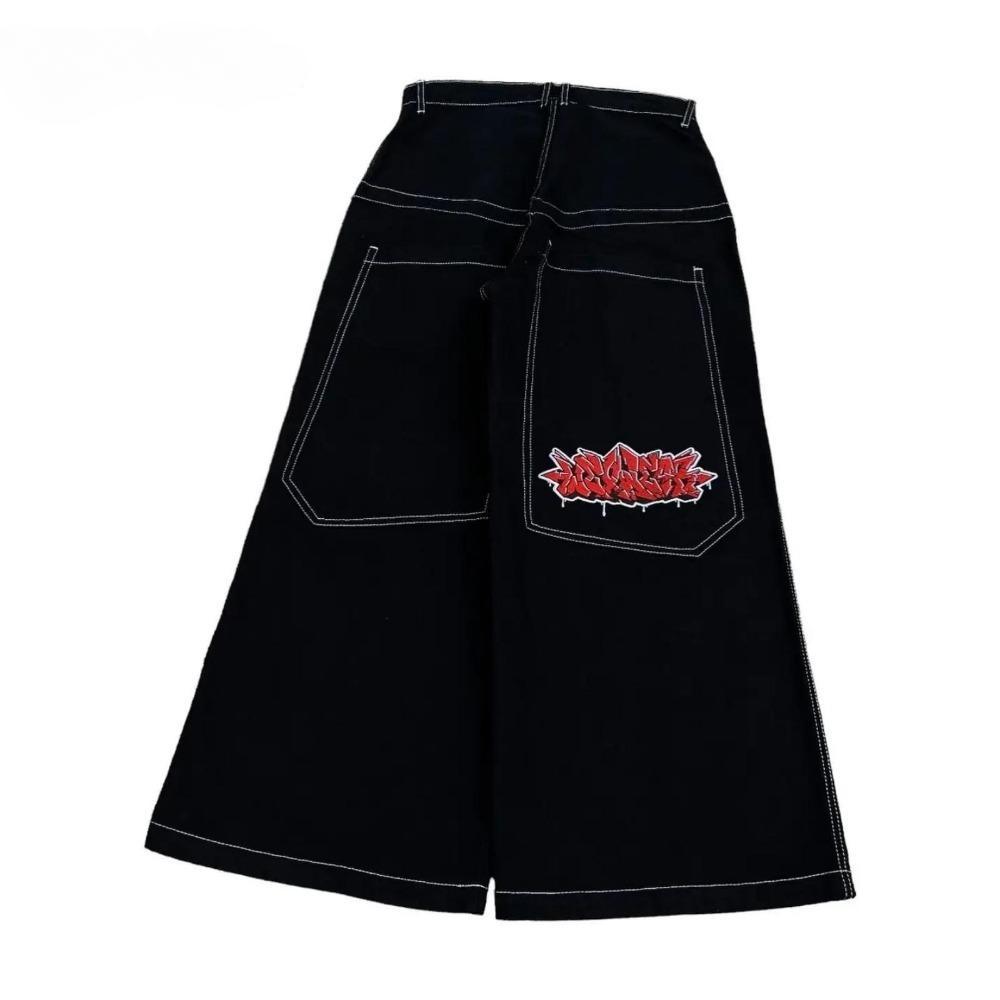 ZYLLO Хип-хоп Y2k Новый цвет Wexwear Вышитые Мешковатые Джинсы Уличная Одежда Джинсы Мужские Женские Высокая Посадка Широкие Брюки Харадзюку Черные Брюки