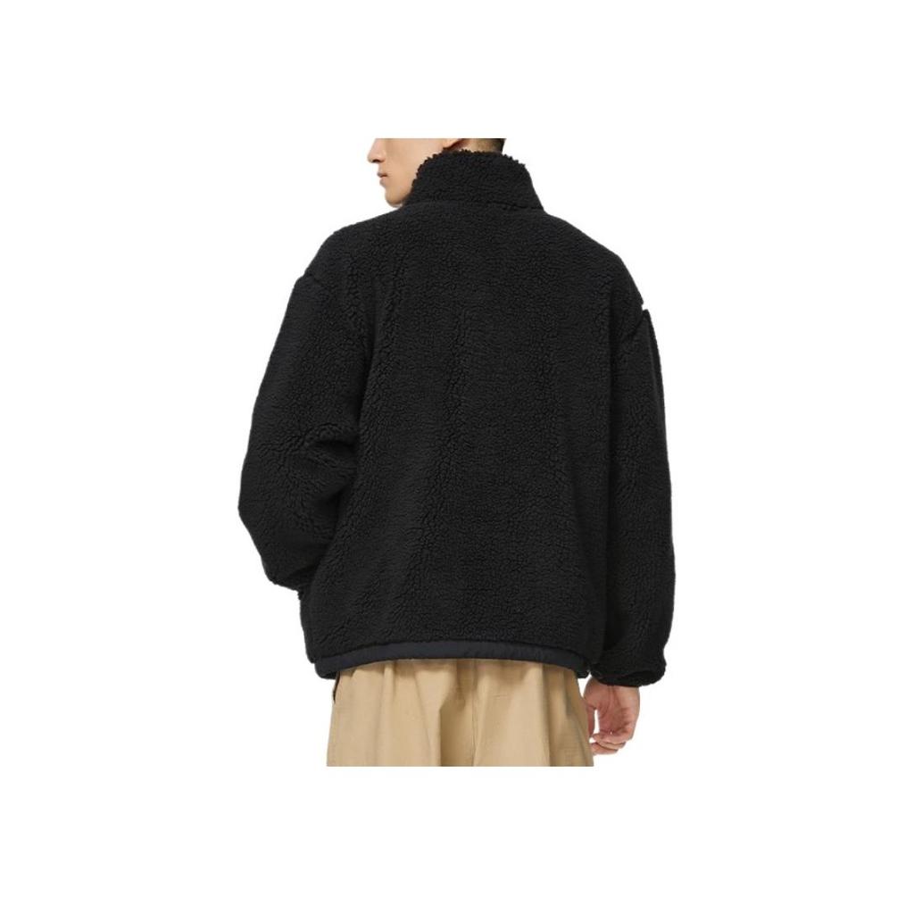 Li-Ning Anti-Series теплая флисовая подкладка с накладными карманами и воротником-стойкой, толстая зимняя куртка, мужские куртки черного цвета AFDSA67-4