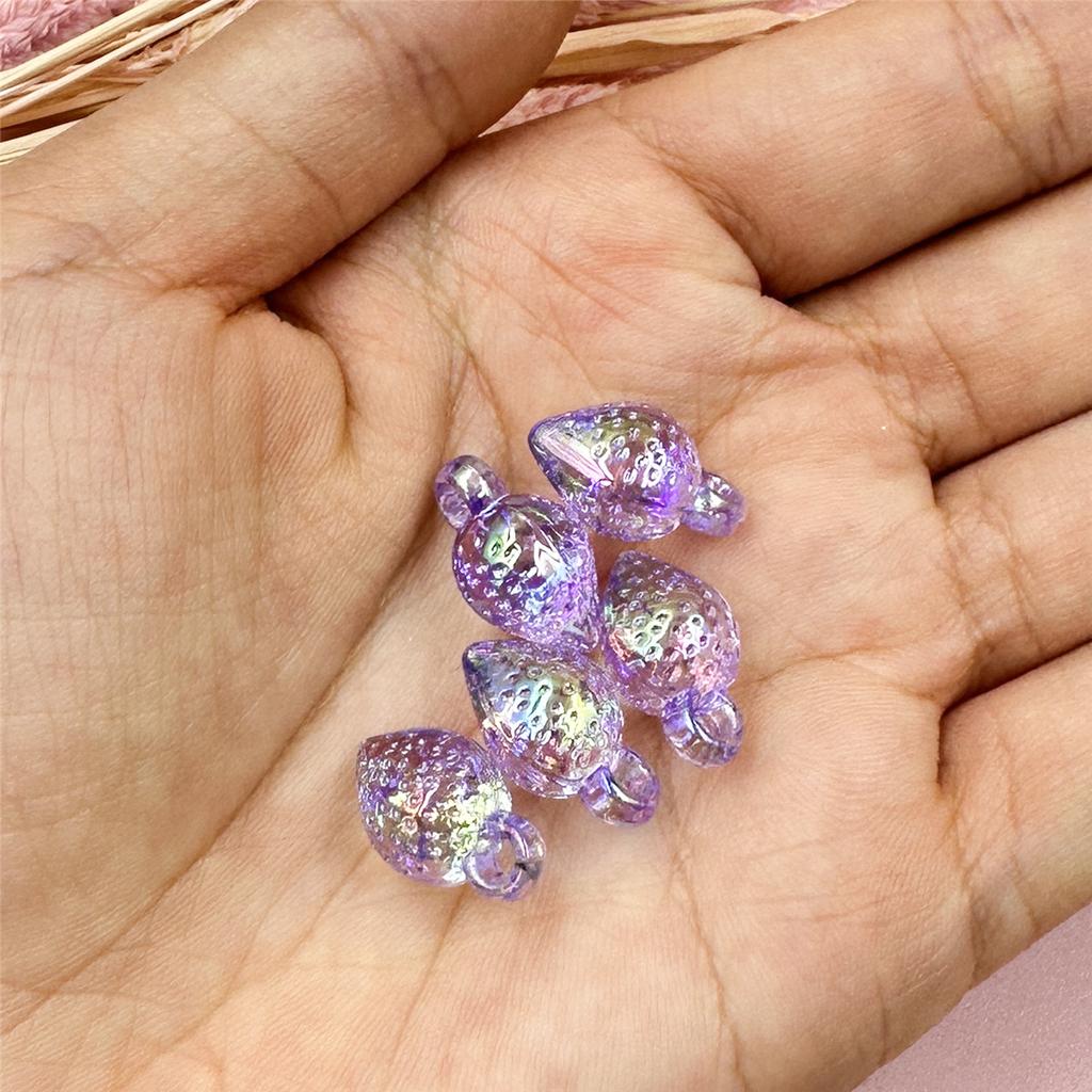 Hanmade 5pcs 9.7*17mm Mobile Phone Chain Pendant for Bracelet Jewelry Making Loose Beads Handmade Transparent Strawberry Jewelry Accessories DIY