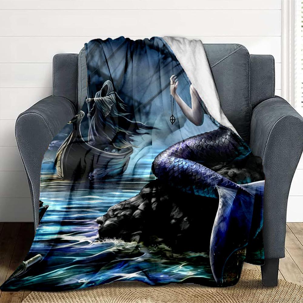 Mermaid Ghost Flannel Blanket Throw Blanket Soft Warm Sofa Bed Camping Home Decor Unique Christmas Gift Cs92233