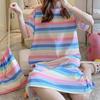 Beautiful Sleeping Dress Breathable Relaxed Comfortable Girls Sweet Pink Heart Print Summer Nightdress Home Wear