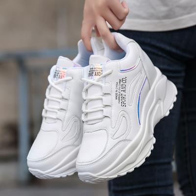 Кожаная стелька, увеличивающая рост, удобная платформа, кроссовки, повседневная женская обувь