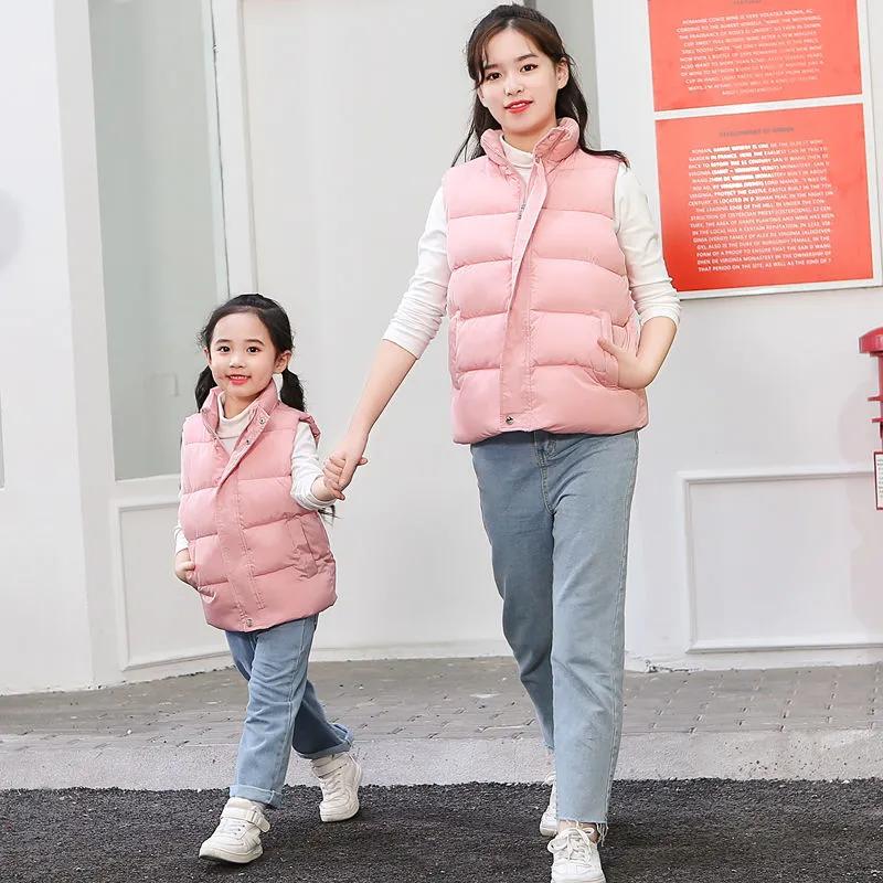 Зимний простой утолщенный жилет для девочек среднего и большого размера без рукавов с открытыми плечами