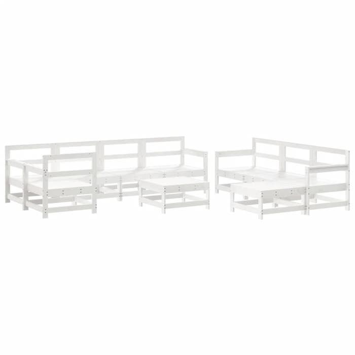 VidaXL Salon de Jardin 10 pcs, Canapés avec Repose-pied, Ensemble de Meubles avec Table Basse Patio Terrasse, Rustique, 3186572