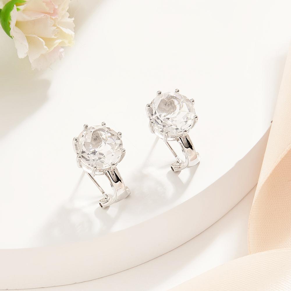 Простые модные серьги круглого дизайна с натуральным белым кварцем, новые женские ювелирные изделия из стерлингового серебра 925 пробы, повседневная одежда, подарок