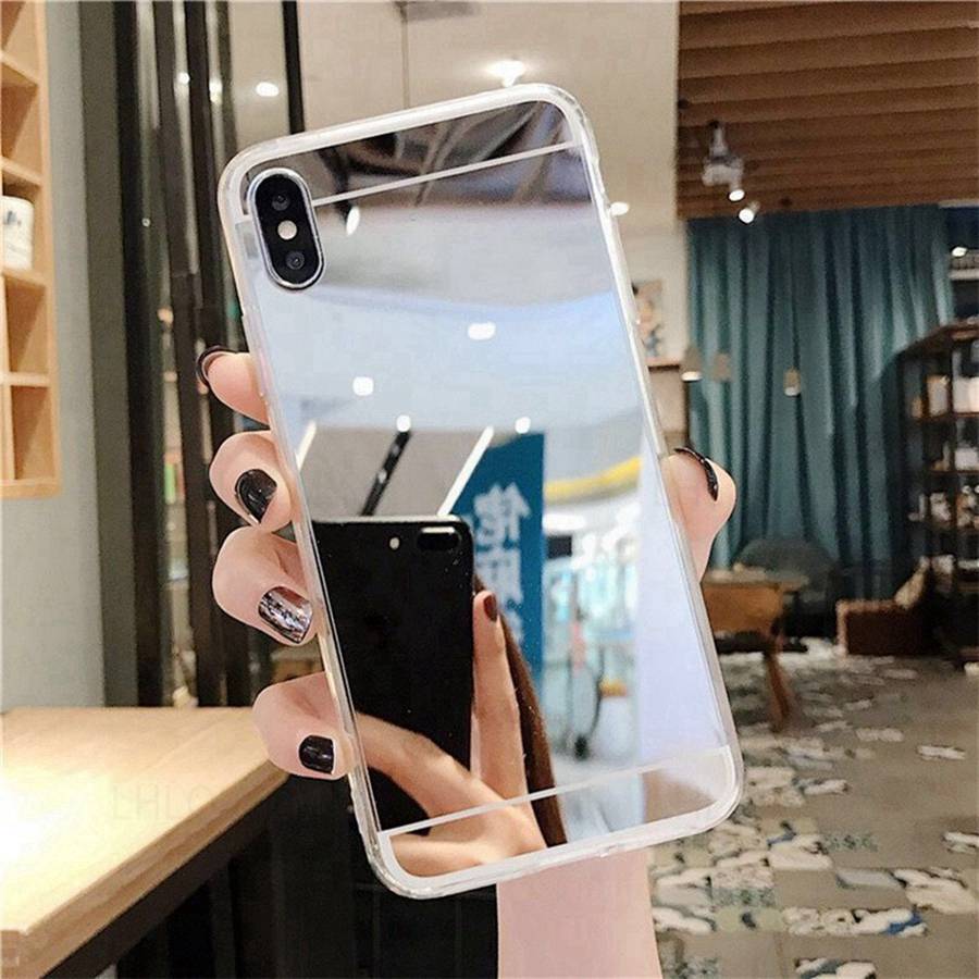 Зеркало для макияжа Блестящий силиконовый чехол Для Apple iPhone 17 16E 15 14 13 11 12 16 Pro Max Vivo V23 5G V27 Y20 Y11S Y31 Y72 Y21 Y33S Y53S Y36 Y35 V30 Чехол