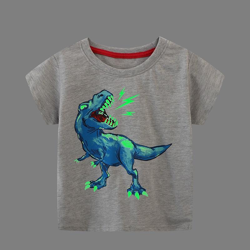 Детская светящаяся футболка с изображением динозавра для детей 2–7 лет, футболки для маленьких мальчиков, новые летние топы с короткими рукавами