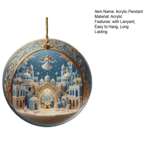 Акриловый кулон Рождественское украшение со шнурком Легко повесить Рождественский вертеп Подвеска