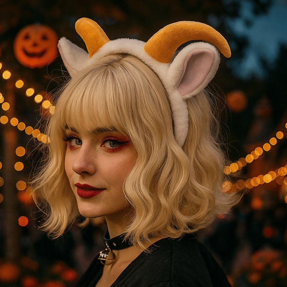 Плюшевые ободки с головой ягненка, ушки животных, лиса, аксессуары для волос, Лолита, плюшевые ободки с головой ягненка, Рождество