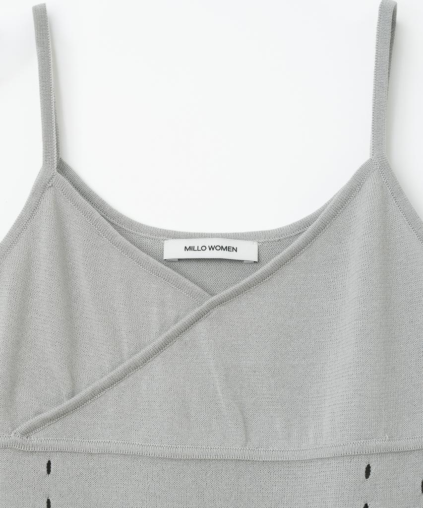 MILLO WOMEN Whole Sleeveless Knit Top [Light Gray]
