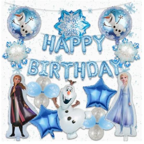 Frozen Birthday Decorations, Frozen Balloons, Happy Birthday Balloons, Decorations for Events, Kids' Birthday Parties, Cake and Cupcake Toppers,