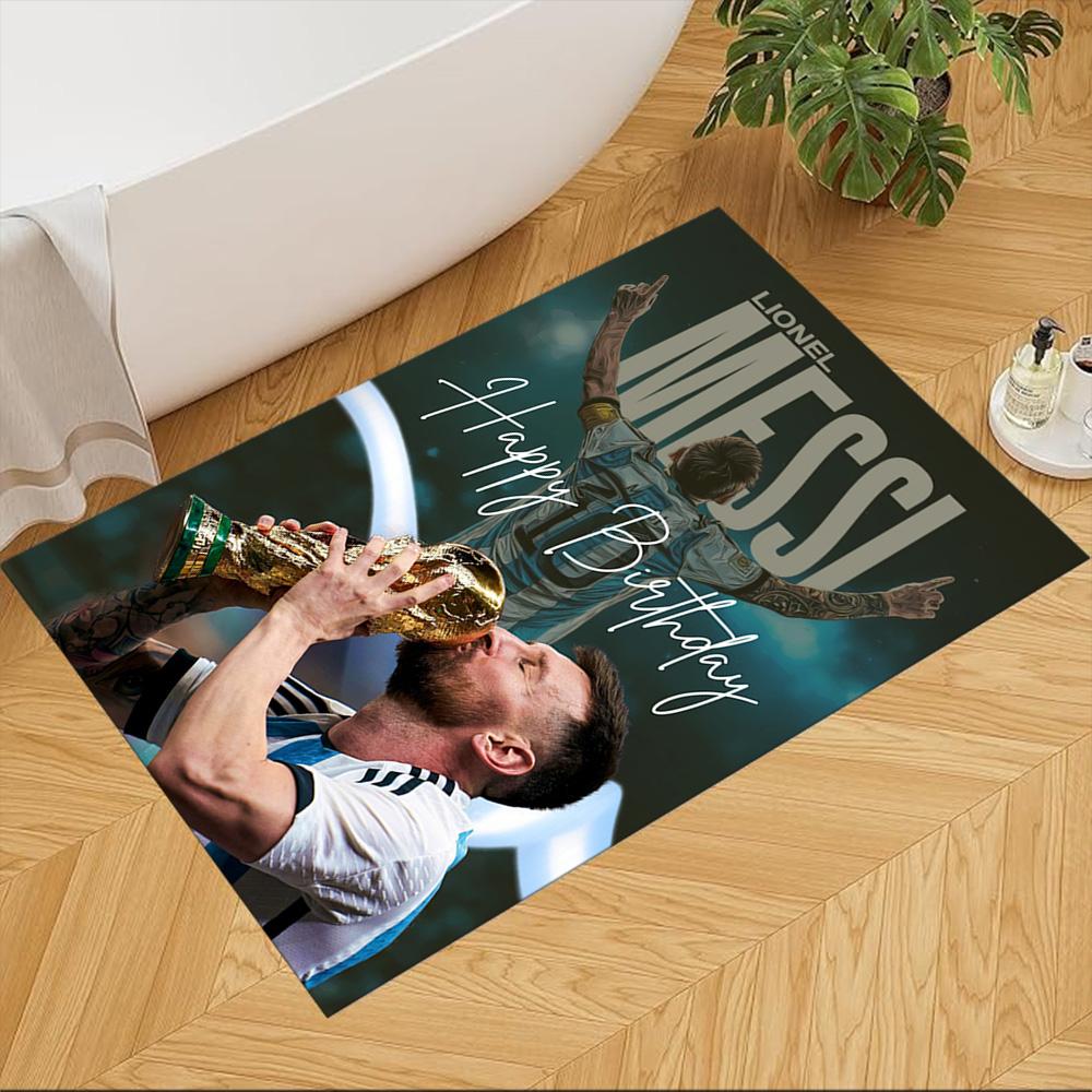Football Messi Area Rug Perfect for Balcony Entryway Dormitory Study room Antislip Carpet Anime Office Decor Birthday/Christmas Gift