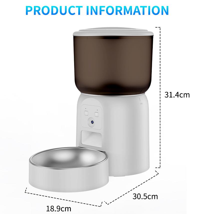 3 л Миска для домашних животных из нержавеющей стали Интеллектуальная автоматическая кормушка для домашних животных Wi-Fi камера Умная миска для сухой еды для домашних животных Кошачья миска для собак Видео Умная миска