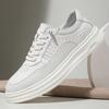 New Shoes for Men Genuine Leather Casual Shoes Thick-soled White Flat Skateboard Shoes Youth Lace-up Sneaker