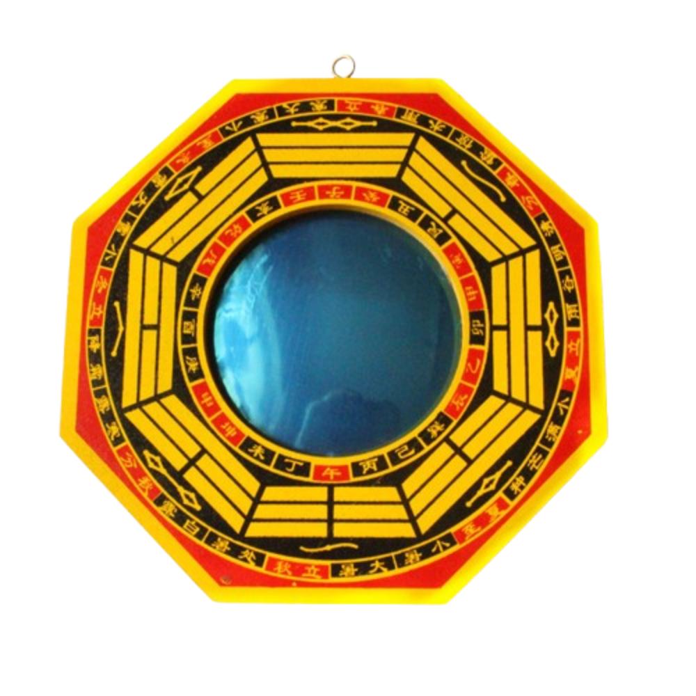 Ancient Chinese Convex Dent Bagua Mirror Lucky Bagua Wooden Mirror  Office Decoration