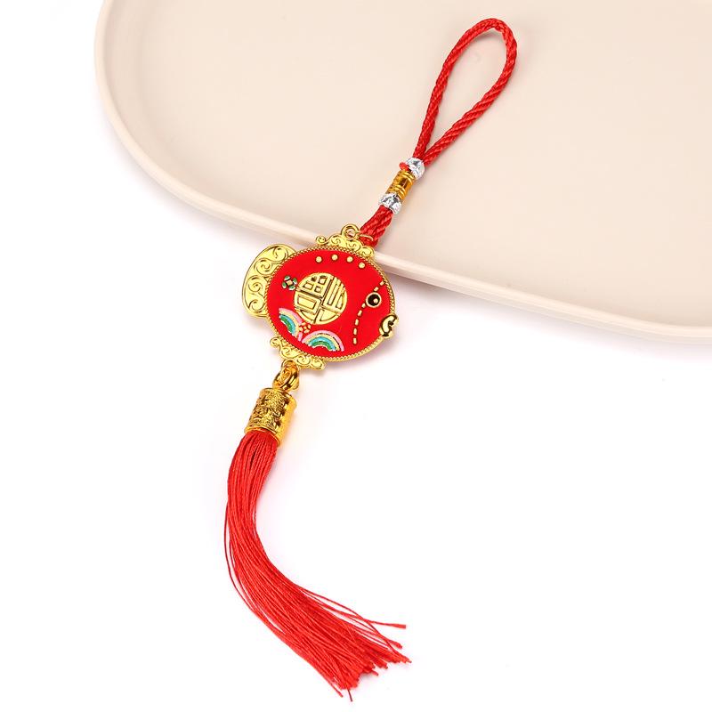 Festive Bonsai Green Plant Hanging Ornaments: Auspicious Fu Character & Lantern Decoration for Chinese New Year Housewarming