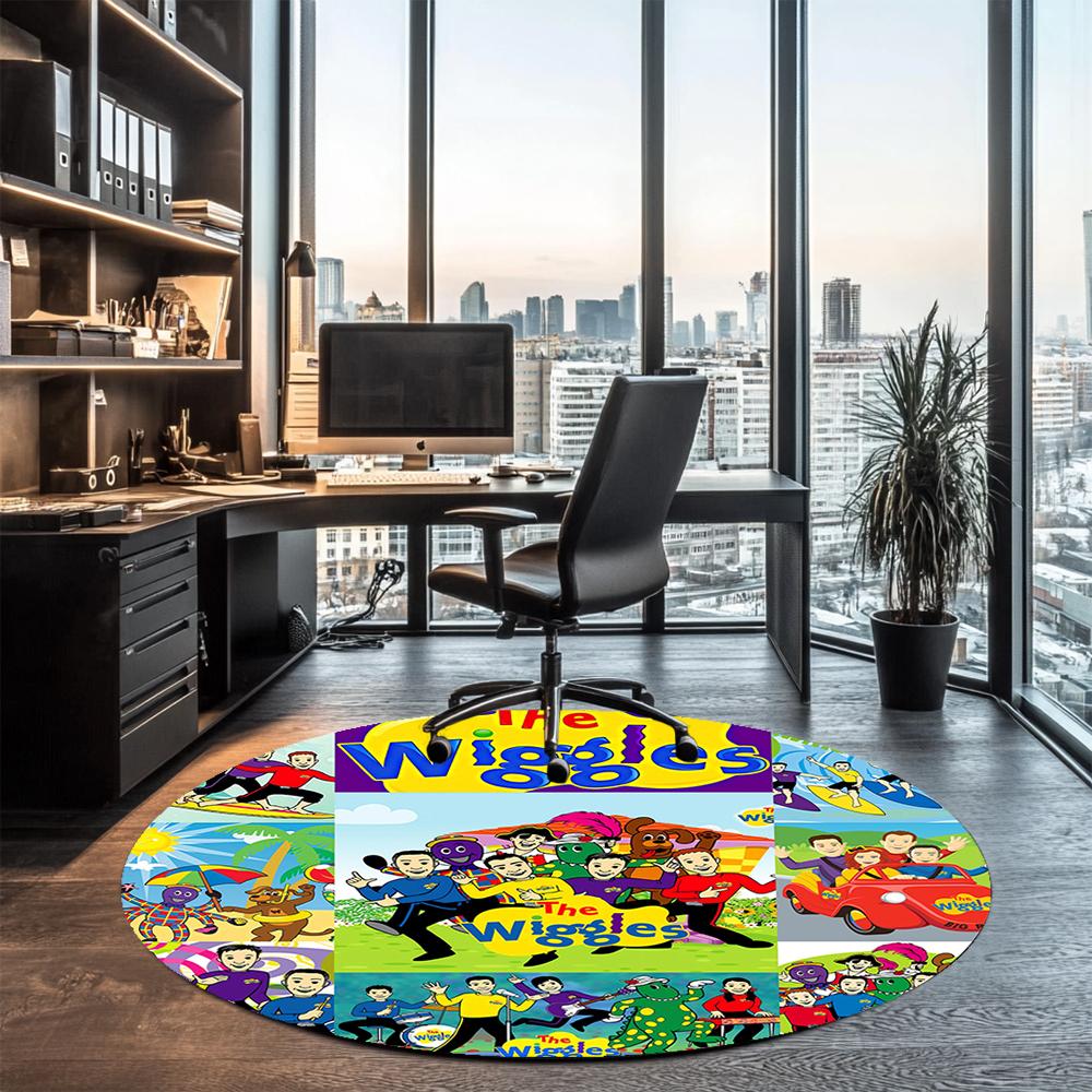 The Wiggles Printed Round Rug Carpet Chair Rug Area Rug Entryway Doormats,for Office Chair Living Room Bedroom Kitchen Room.