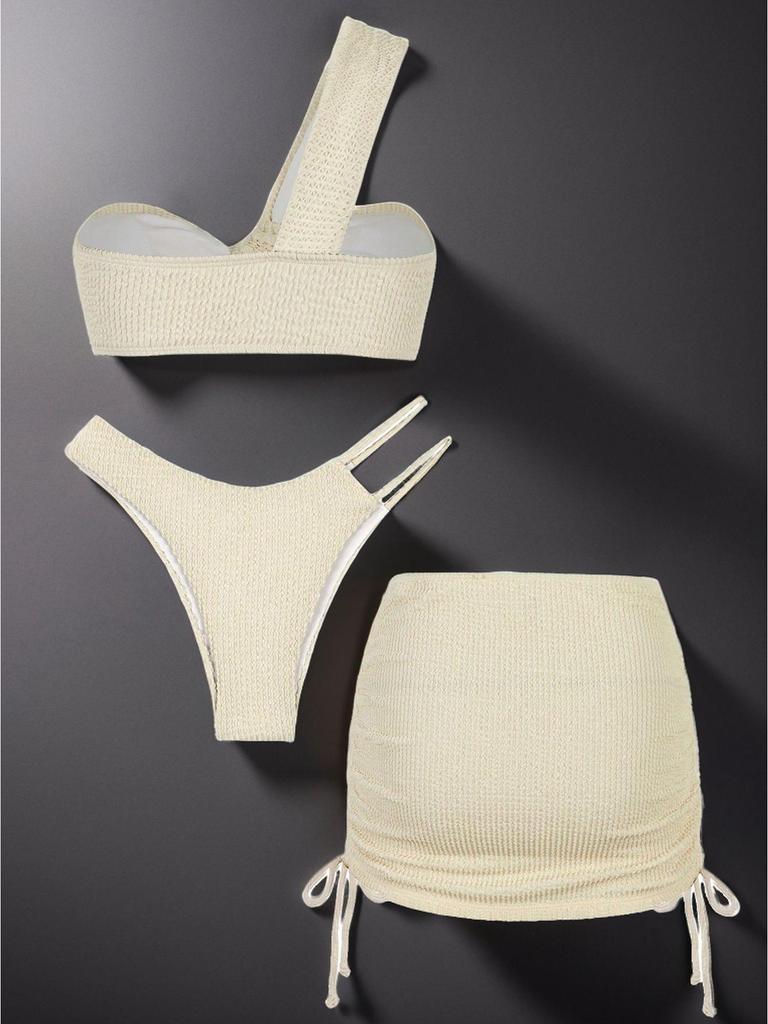 Европейский и американский комплект бикини на одно плечо 2025 года с сексуальным дизайном с вырезами