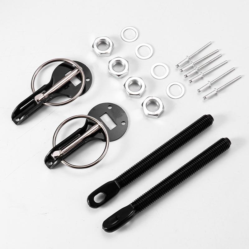 Universal Hood Pin Kit Bonnet Hood Pins Lock Latch Kit Aluminum Racing Latch Catch Pin Key Locking Kit Car Accessories Replace