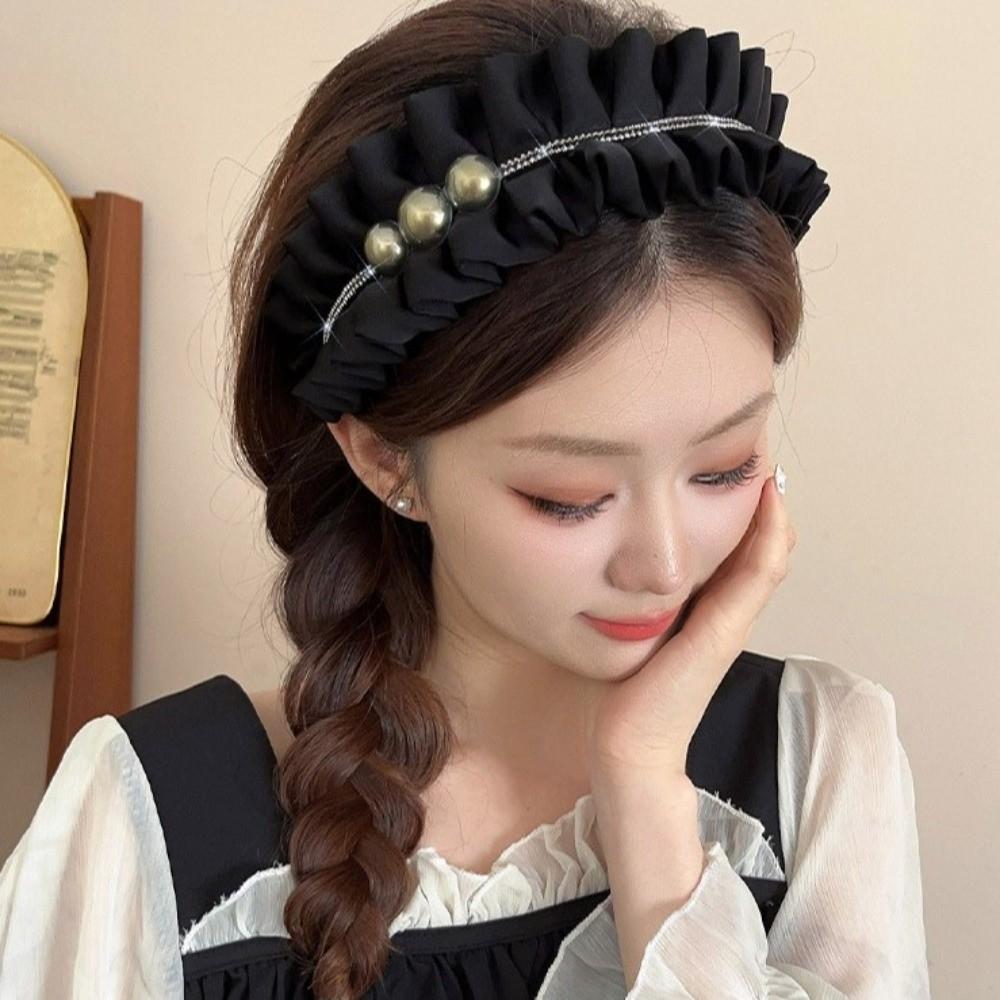 Cloth Women Hair Hoop Wide Wrinkle Headband Fashion Black Hairband Women