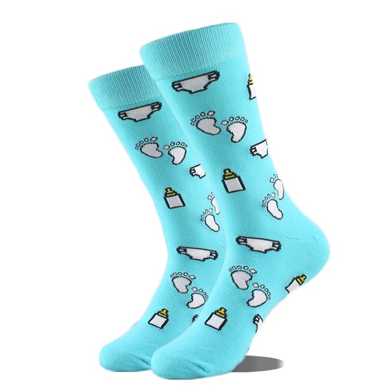 Happy Funny Socks Men Animal Lion Sloth Shark Crazy Design Sokken Unisex Novelty Violin Carrot Crew Skateboard Calcetines Hombre