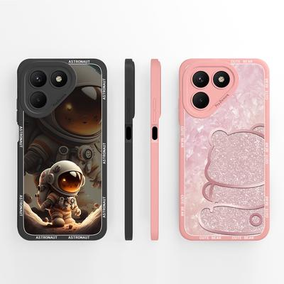 Для Tecno Pova 7 6 5 4 Pro Pop 8 9 10 10C Чехлы для телефона с летающим астронавтом Защита камеры Жидкий силикон Ударопрочные Задние крышки Чехол Для Tecno