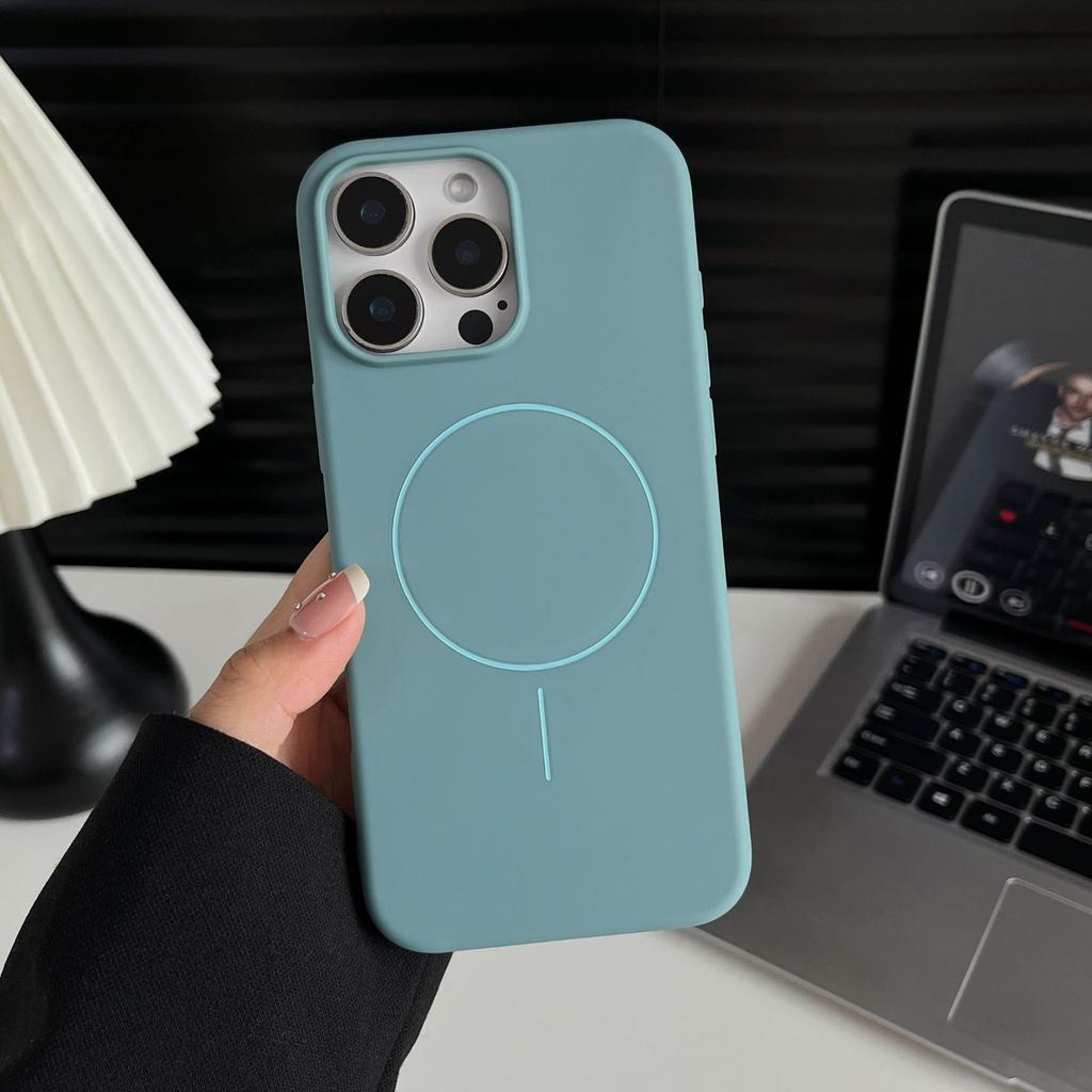 Matte TPU Magnetic Suction for IPhone17promax Mobile Phone Case Solid Color 16 with Flannel for Apple 15 Official Case