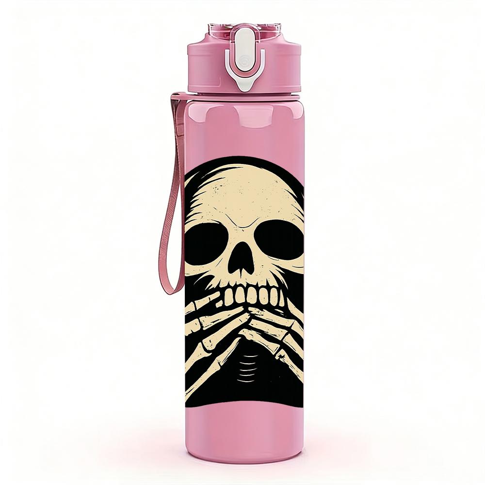 1PC Skeleton Hand Skull Bust 750ml Color Plastic Sports Water Bottle Leakproof Flip Straw Lid For Sports Office Home Use