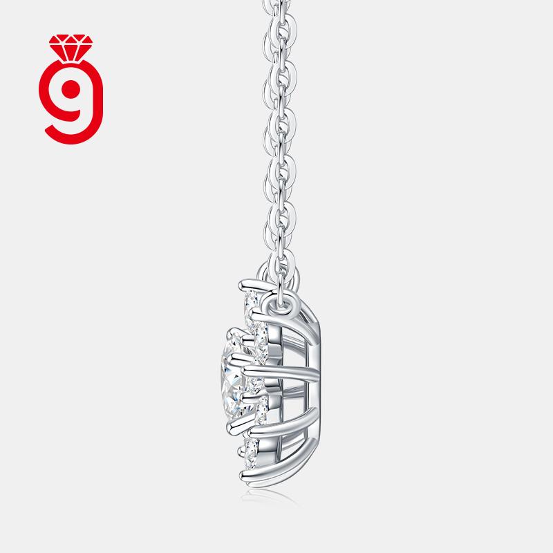 Radiant Sunflower S925 Silver VVS Multi Pear Halo Multi-Prong Dainty Cable Chain GRA Certified Daily Moissanite Pendant Necklace