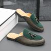 Fashion Black Half Shoes for Men Mules Slippers Leather Shoes Men Fashion Sapato Social Masculino Mocassin Homme Chaussure Zapatillas