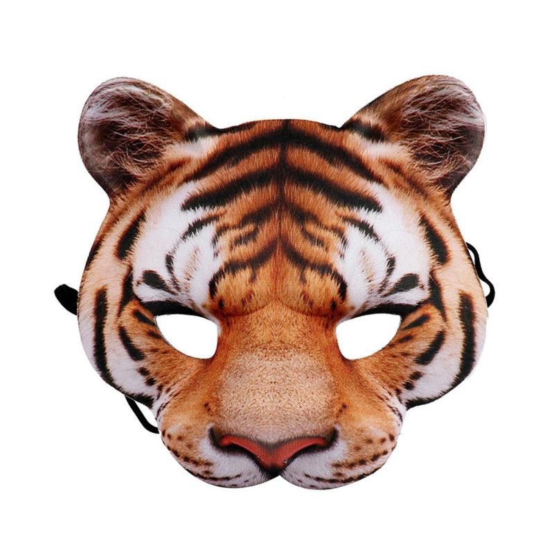 Halloween Tiger Half Face Mask Realistic Animal Facial Mask For Cosplay Masquerade Party Festival